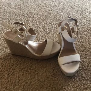 White espadrille wedges.